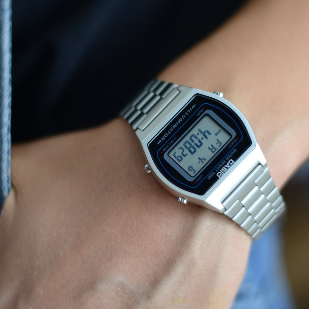Casio Vintage Digital Silver Chain Watch B640WD-1AVDF