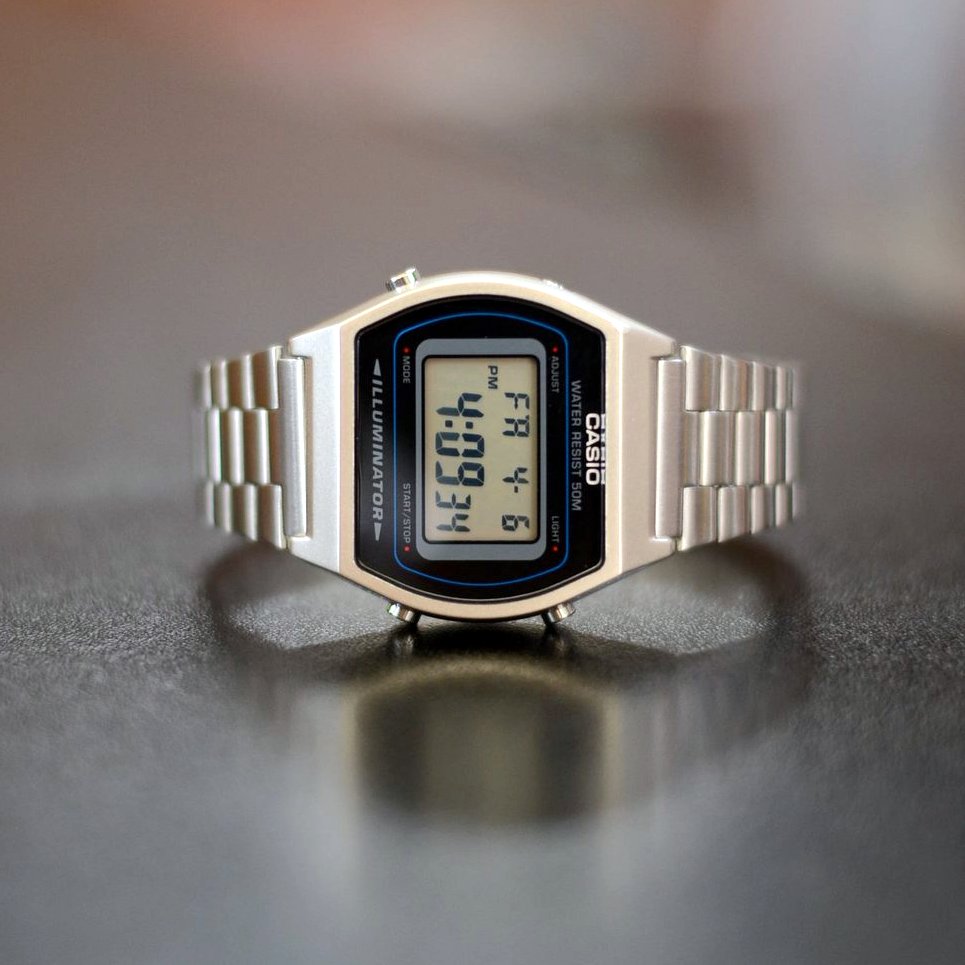 Casio Vintage Digital Silver Chain Watch B640WD-1AVDF