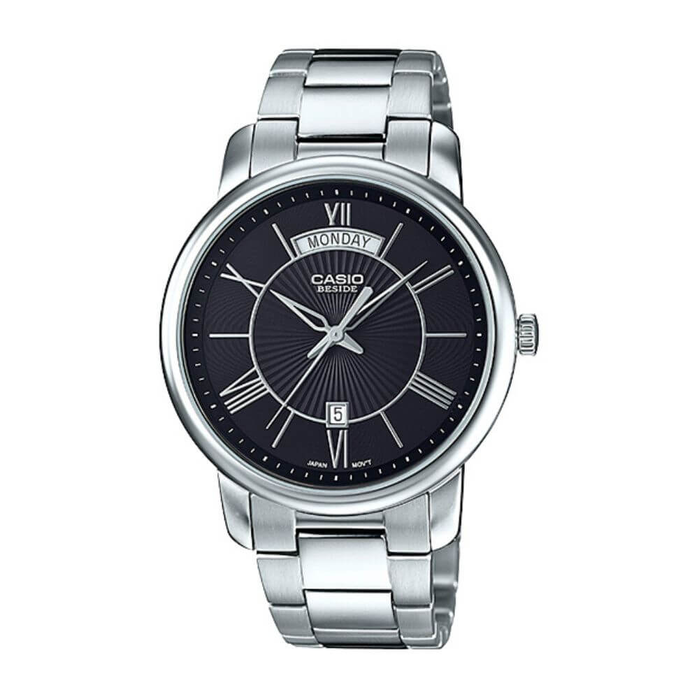 Casio Beside Day Date Stainless Steel Chain Watch BEM-152D-1AVDF