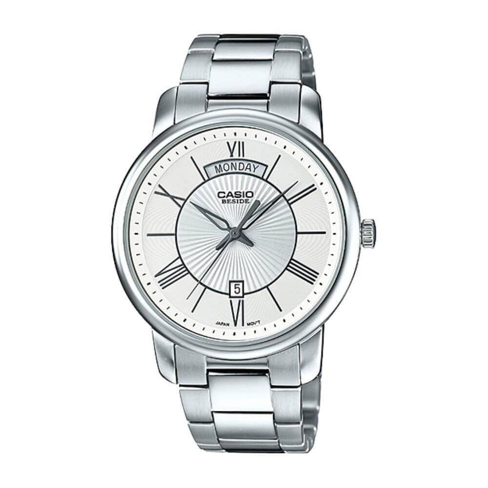 Casio Beside Day Date Stainless Steel Chain Watch BEM-152D-7AVDF