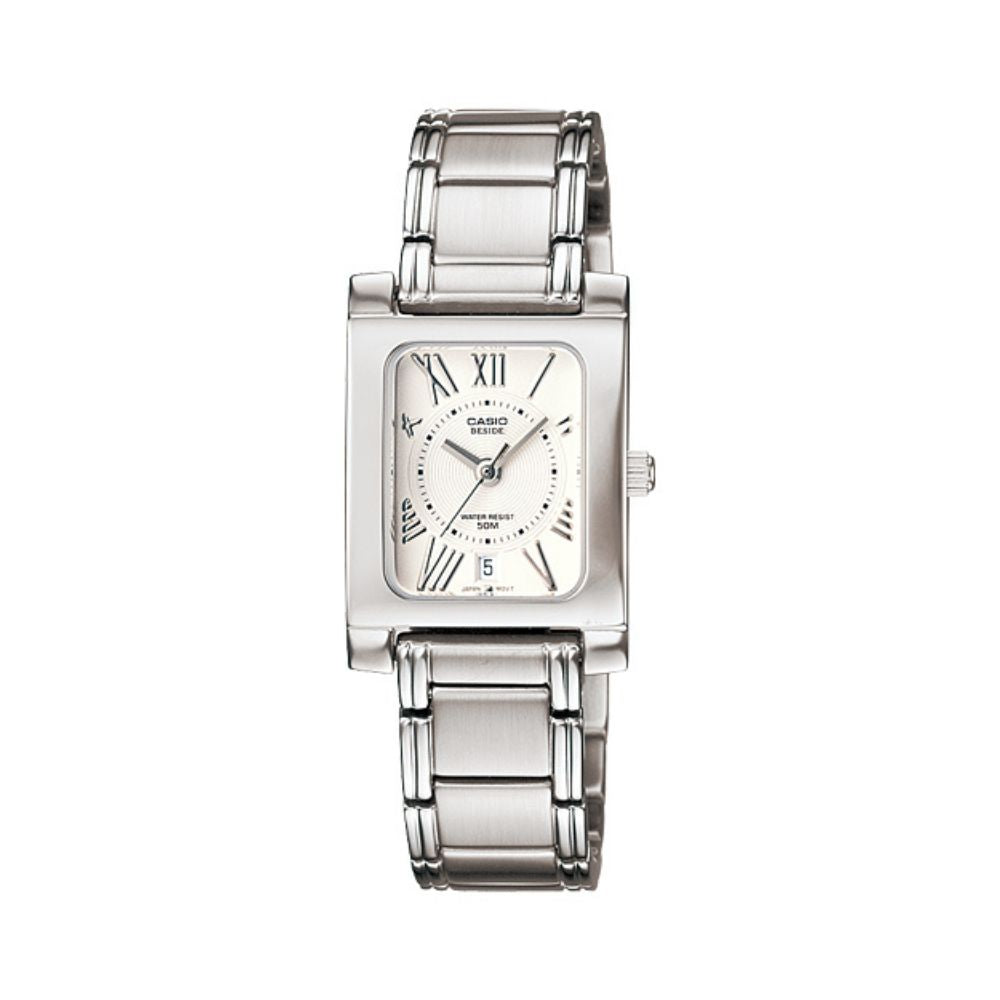 Casio Beside Date Stainless Steel Ladies Chain Watch BEL-100D-7A2VDF