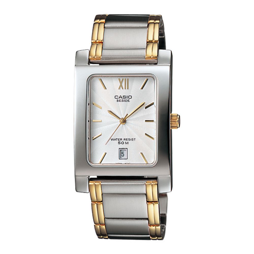 Casio Beside Date Stainless Steel Two Tone Chain Watch BEM-100SG-7AVDF