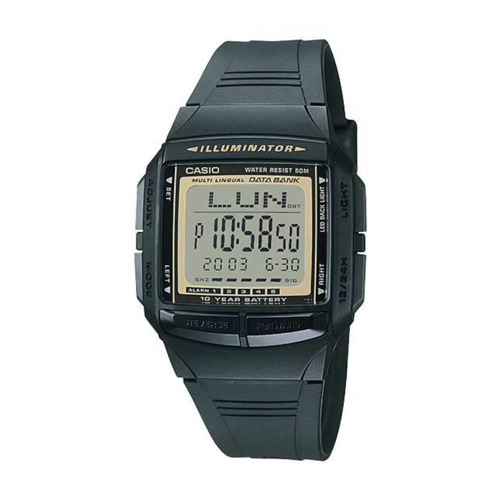 Casio Vintage Illuminator Data Bank Resin Belt Watch DB-36-9AVDF