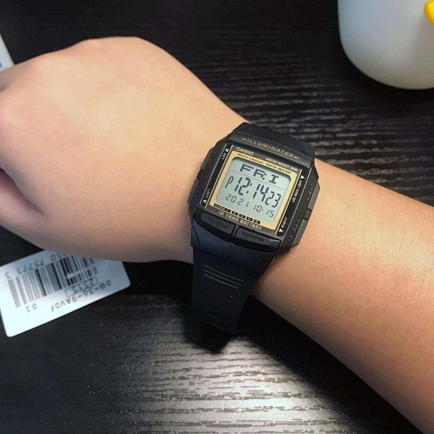 Casio Vintage Illuminator Data Bank Resin Belt Watch DB-36-9AVDF