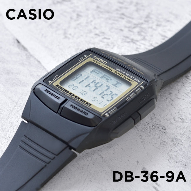 Casio Vintage Illuminator Data Bank Resin Belt Watch DB-36-9AVDF