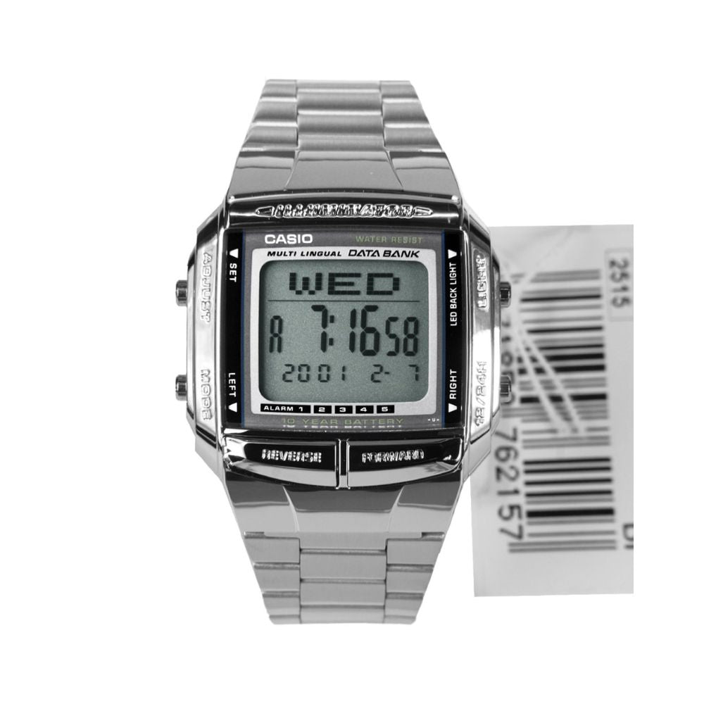 Casio Vintage Illuminator Data Bank Silver Chain Watch DB-360-1ADF
