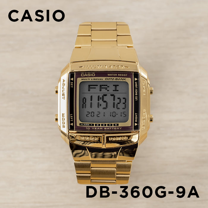 Casio Vintage Illuminator Data Bank Golden Chain Watch DB-360G-9ADF