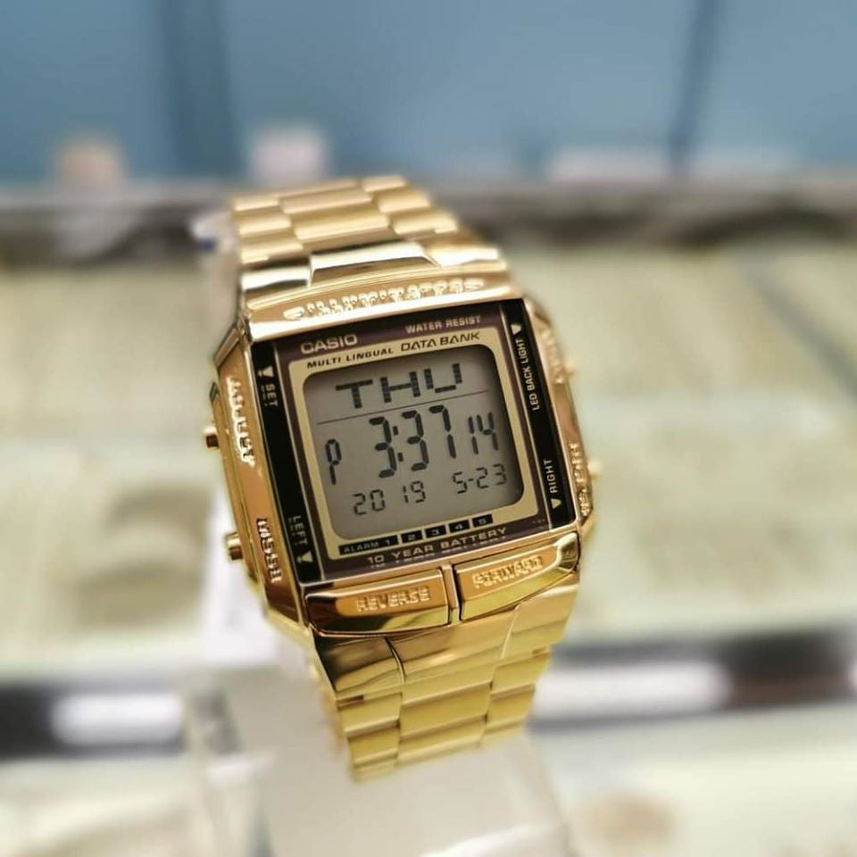 Casio Vintage Illuminator Data Bank Golden Chain Watch DB-360G-9ADF