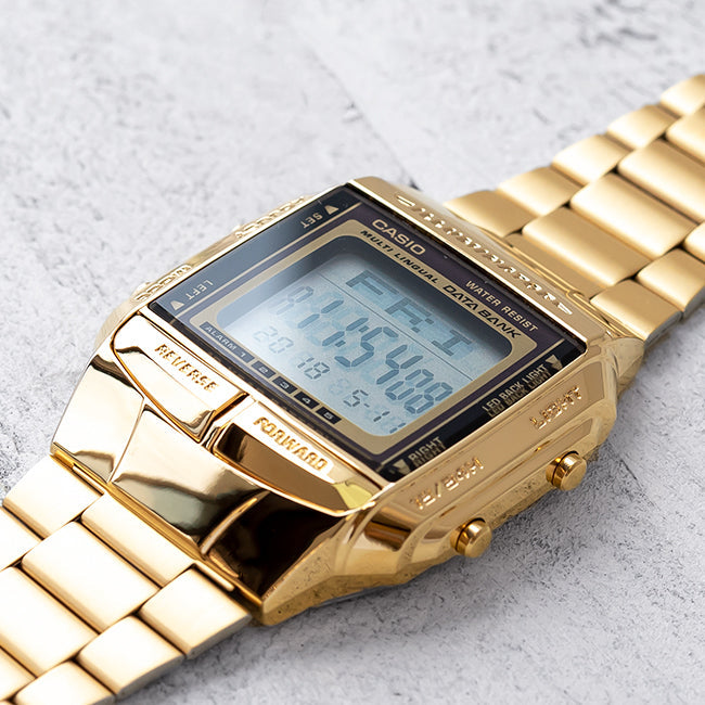 Casio Vintage Illuminator Data Bank Golden Chain Watch DB-360G-9ADF