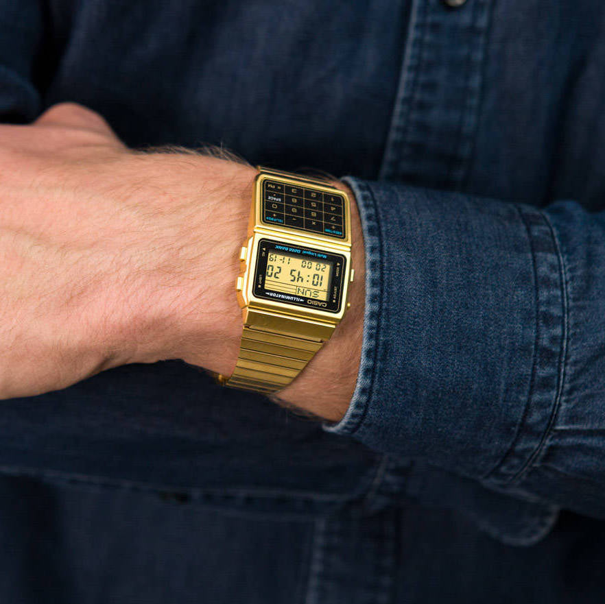 Casio Vintage Data Bank Calculator Golden Chain Watch DBC-611G-1DF