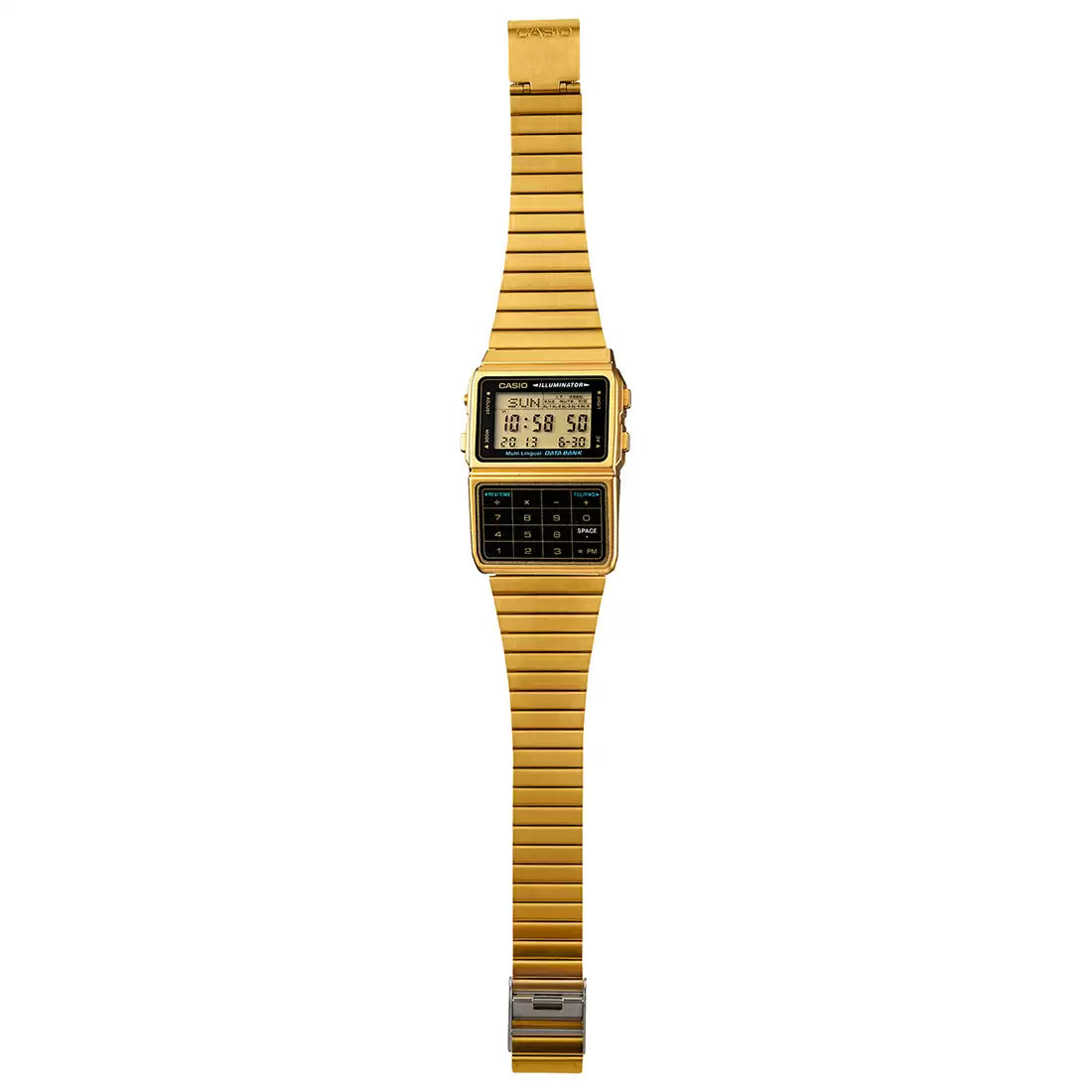 Casio Vintage Data Bank Calculator Golden Chain Watch DBC-611G-1DF