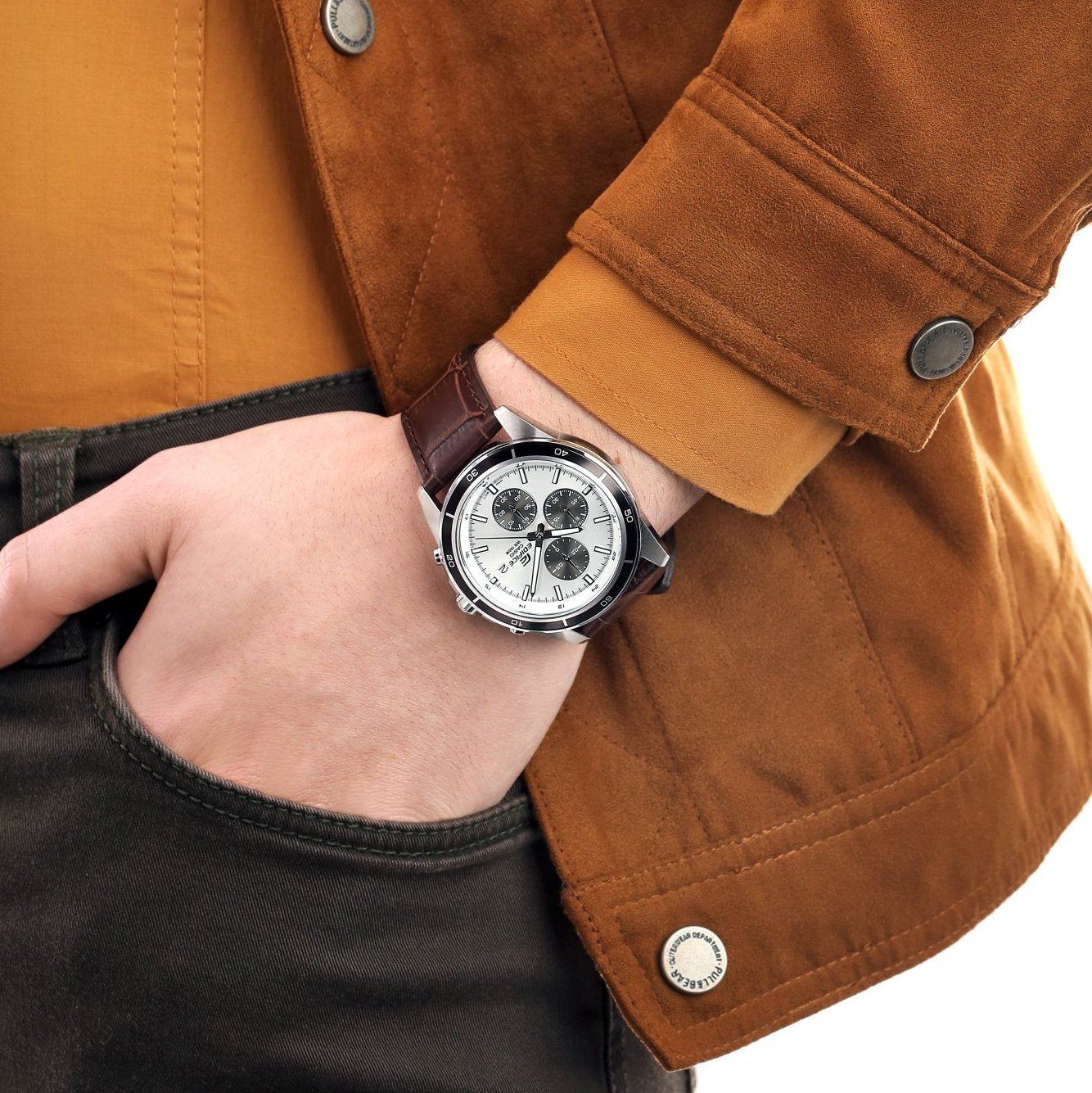 Casio Edifice Chronograph Stainless Steel Leather Belt Watch EFR-526L-7AVUDF