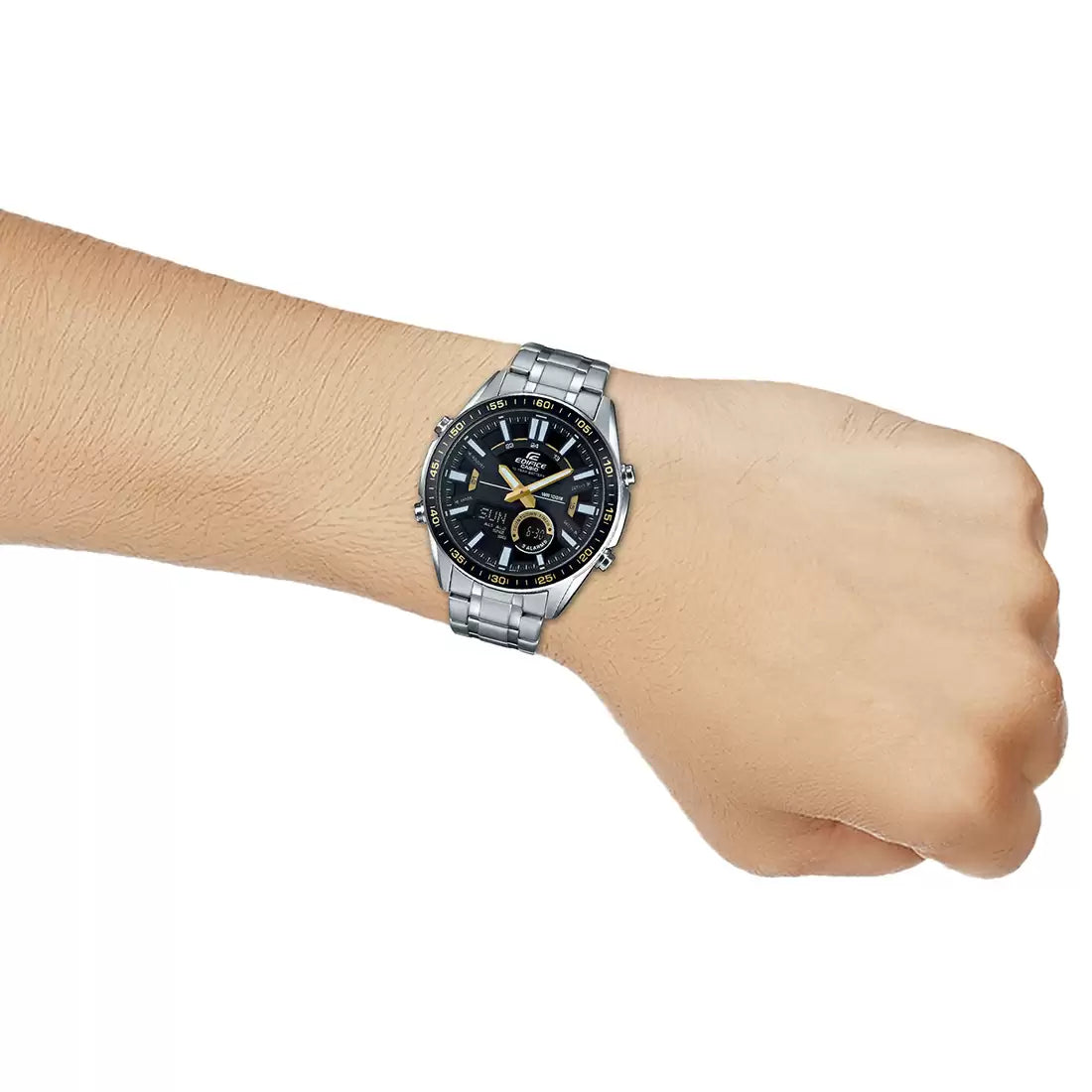Casio Edifice Analog Digital Stainless Steel Silver Chain Watch EFV-C100D-1BVDF