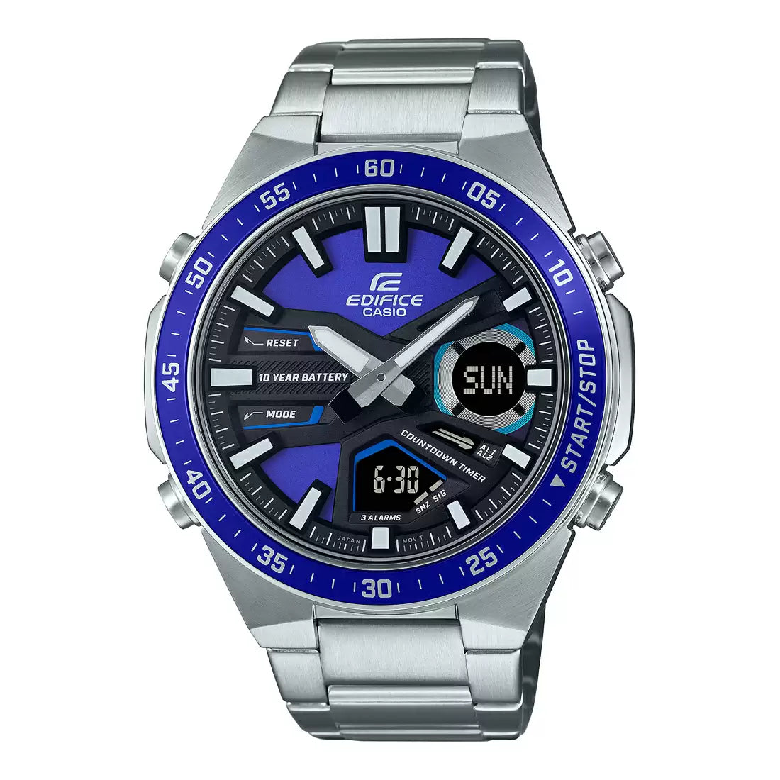 Casio Edifice Analog Digital Stainless Steel Silver Chain Watch EFV-C110D-2AVDF