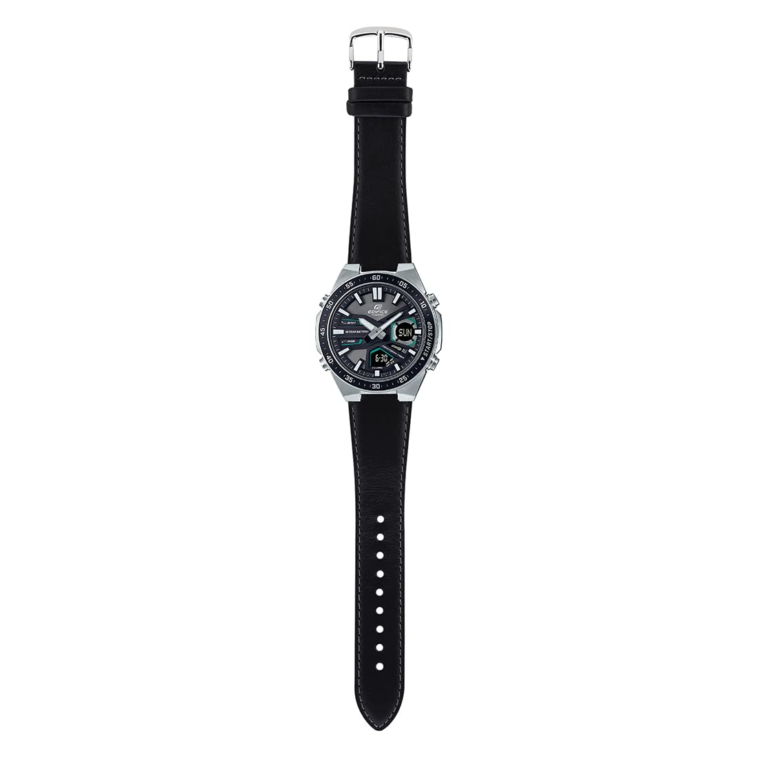 Casio Edifice Analog Digital Stainless Steel Silver Leather Belt Watch EFV-C110L-1AVDF
