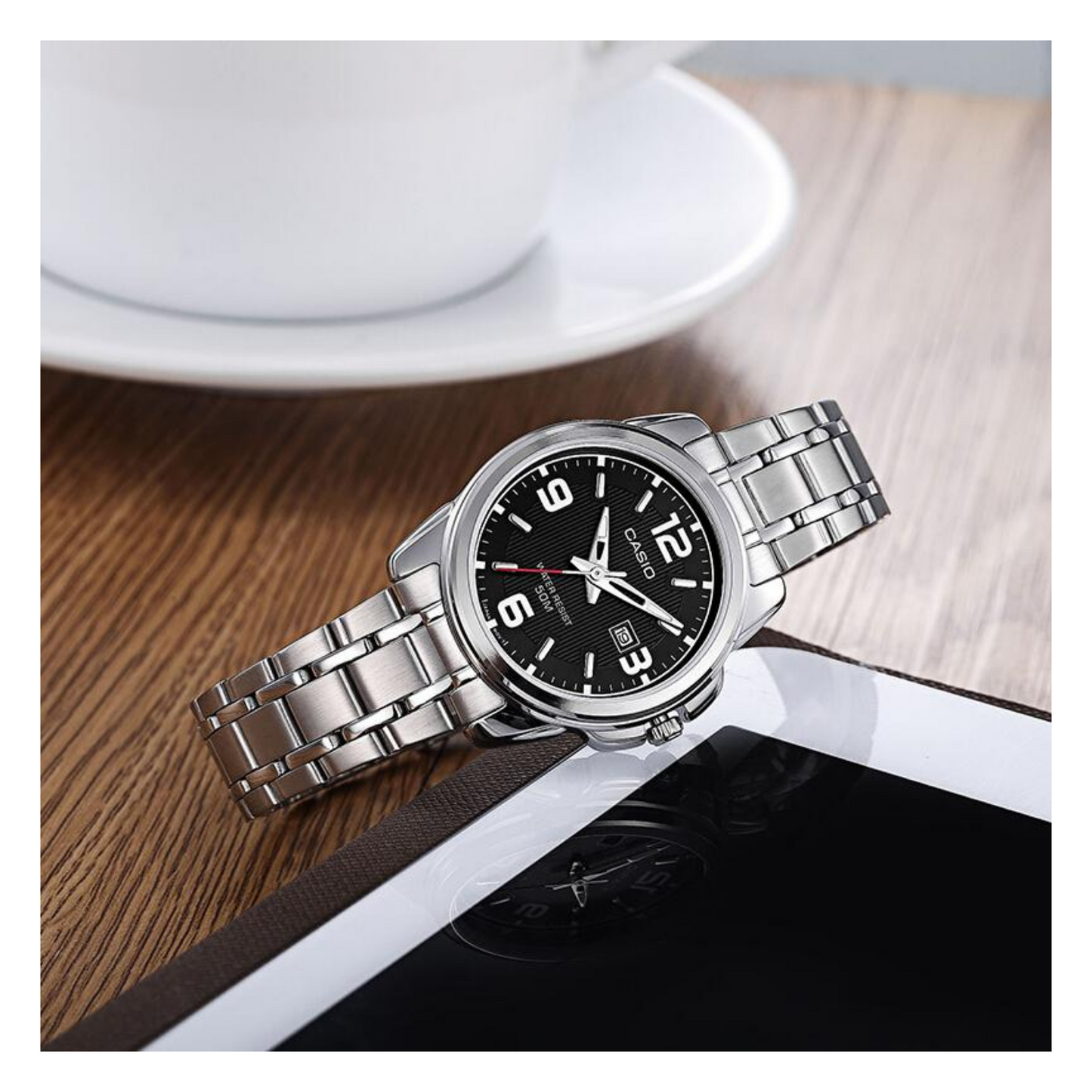 Casio Enticer Date Silver Ladies Chain Watch LTP-1314D-1AVDF