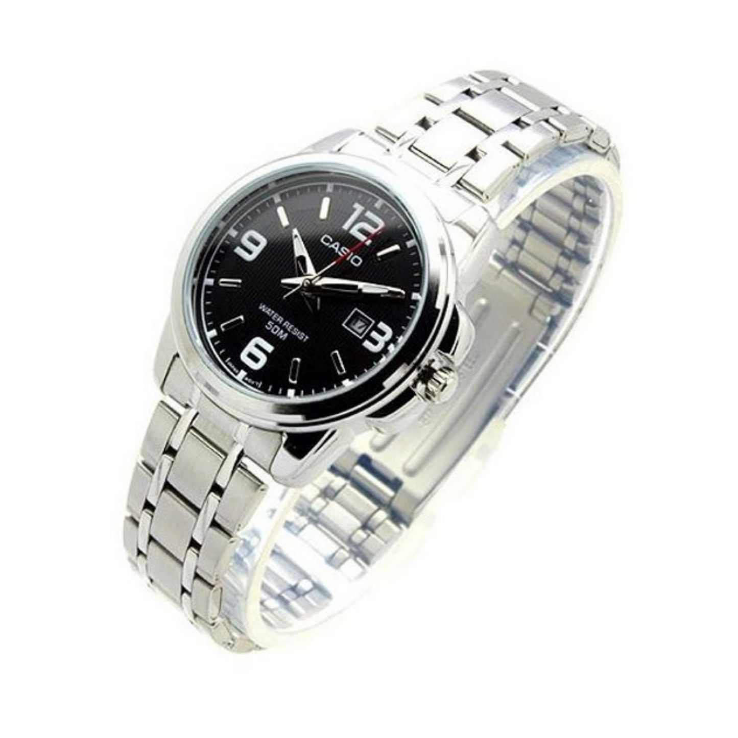 Casio Enticer Date Silver Ladies Chain Watch LTP-1314D-1AVDF