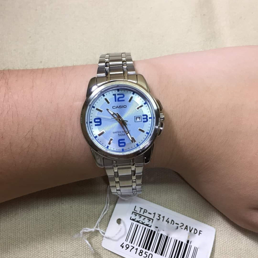 Casio Enticer Date Silver Ladies Chain Watch LTP-1314D-2AVDF
