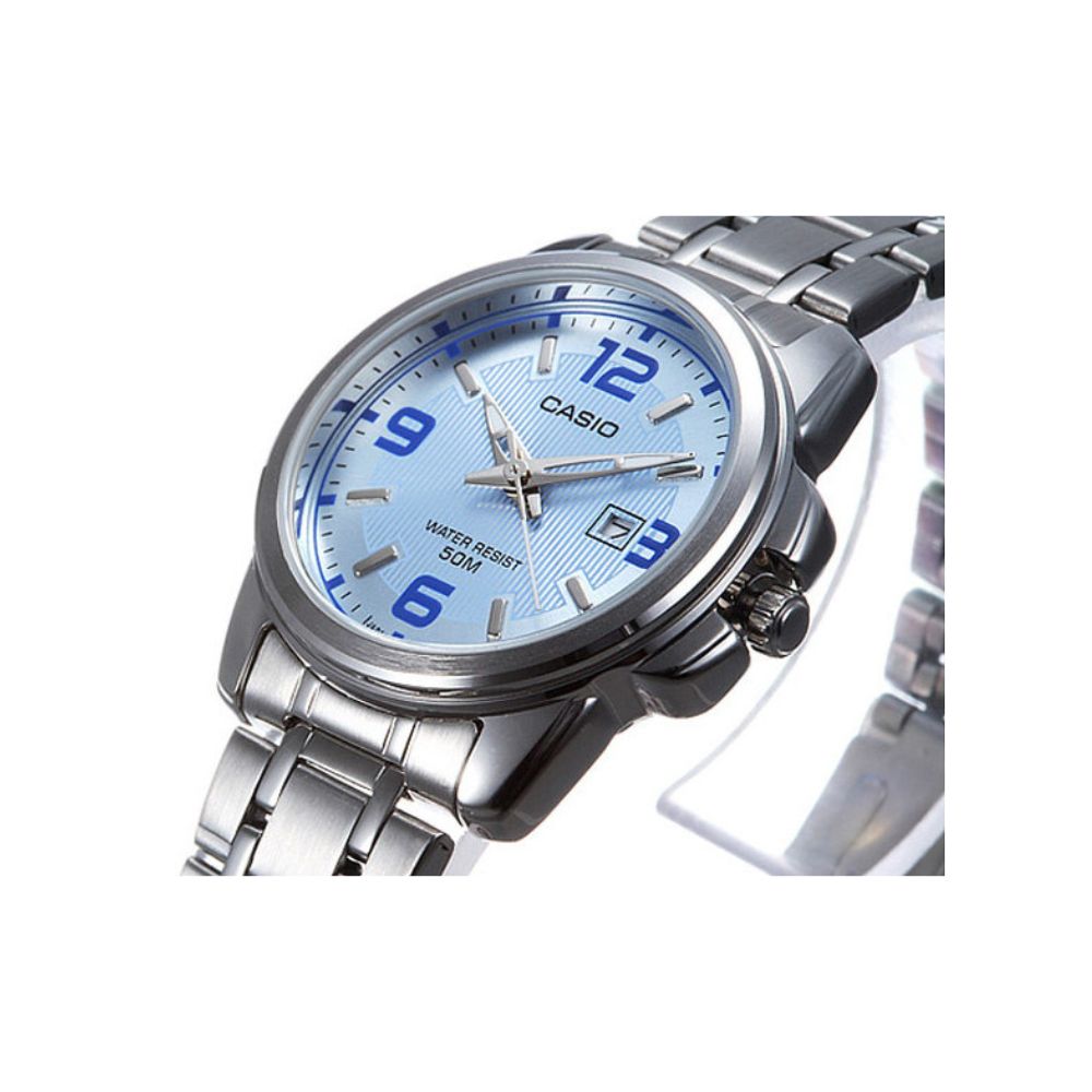 Casio Enticer Date Silver Ladies Chain Watch LTP-1314D-2AVDF