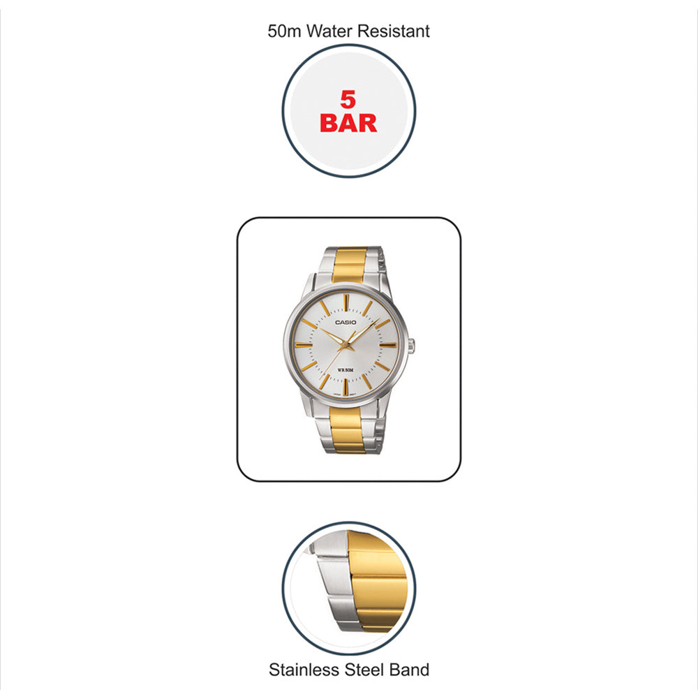Casio Enticer Two Tone Chain Watch MTP-1303SG-7AVDF