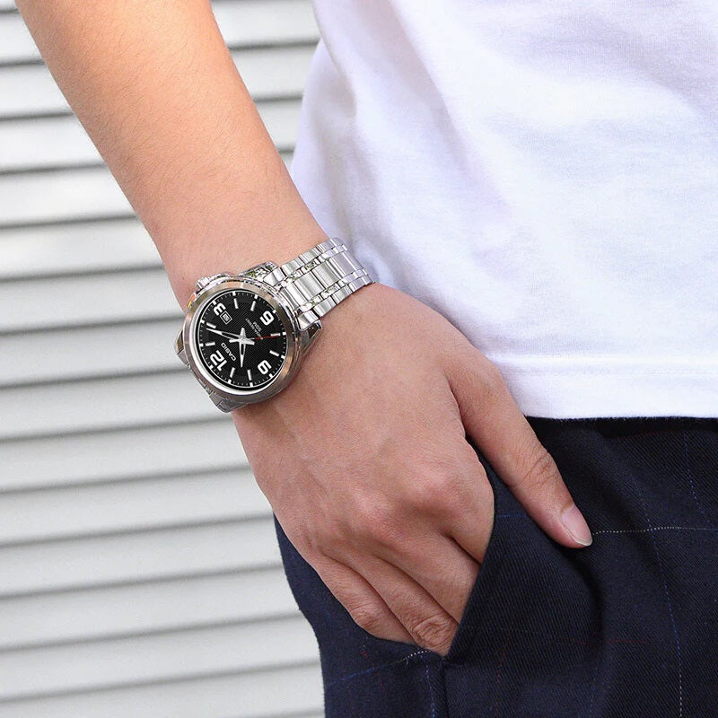 Casio Enticer Date Silver Chain Watch MTP-1314D-1AVDF