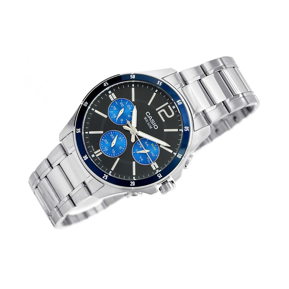 Casio Enticer Multifunction Silver Chain Watch MTP-1374D-2AVDF
