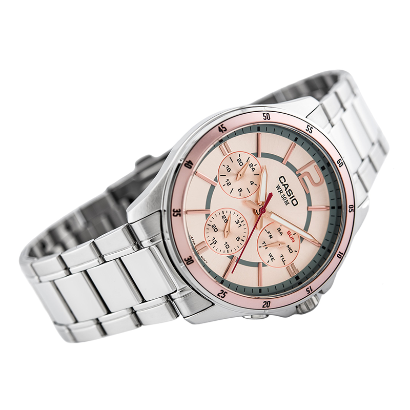Casio Enticer Multifunction Silver Chain Watch MTP-1374D-9AVDF