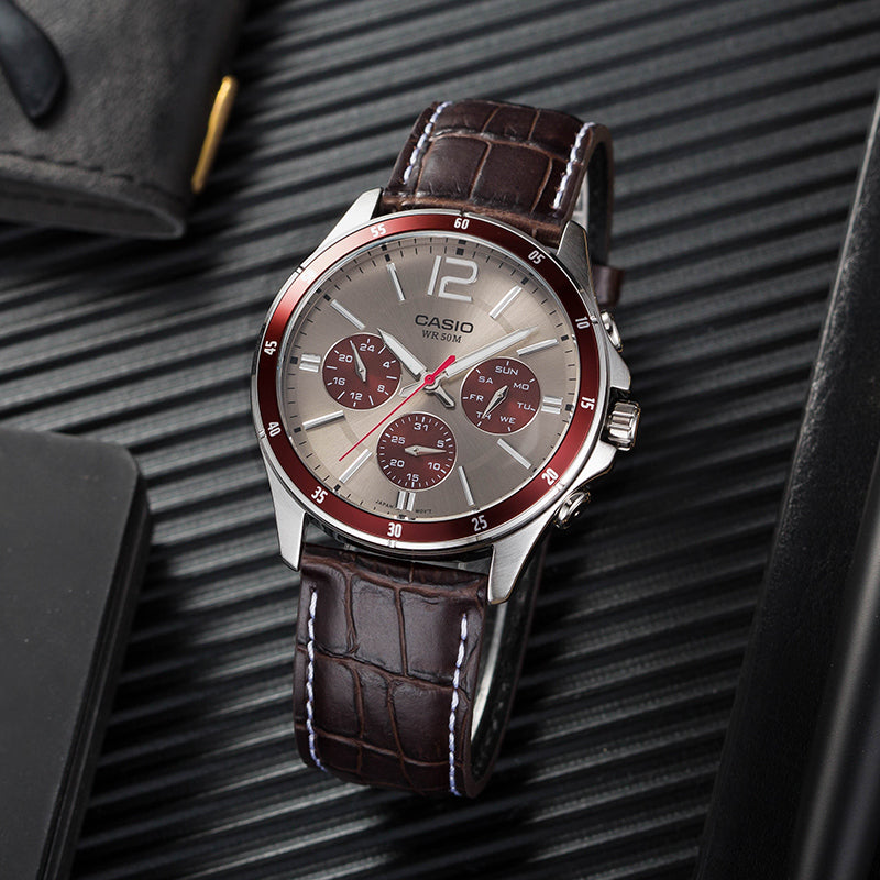 Casio Enticer Multifunction Leather Belt Watch MTP-1374L-7A1VDF