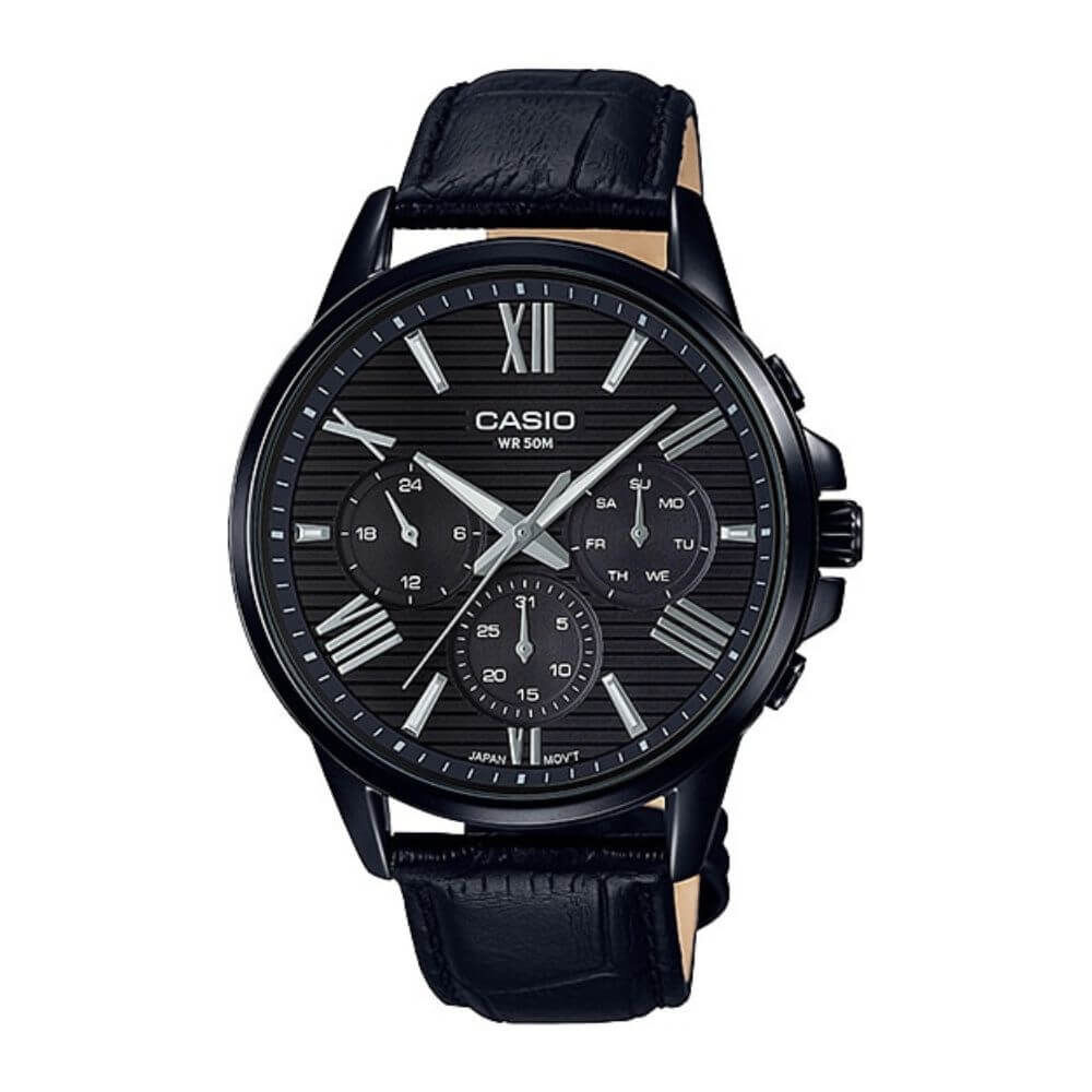 Casio Enticer Multifunction Black Leather Belt Watch MTP-EX300BL-1AVDF