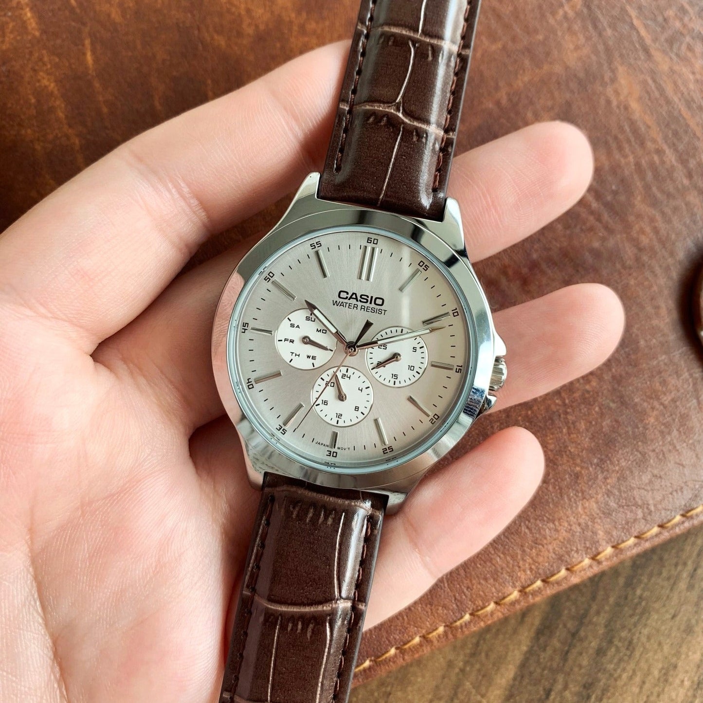 Casio Enticer Multifunction Silver Belt Watch MTP-V300L-7AUDF