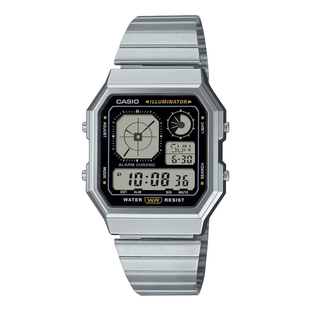 Casio Vintage World Time Digital Chain Watch A130WE-1ADF
