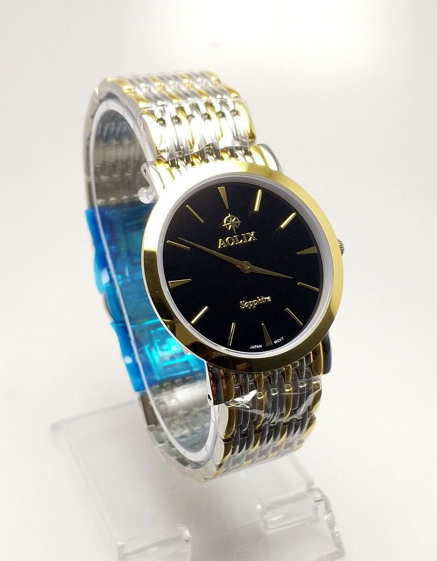 Aolix Classic Slim Stainless Steel Two Tone Chain Watch AL9039G