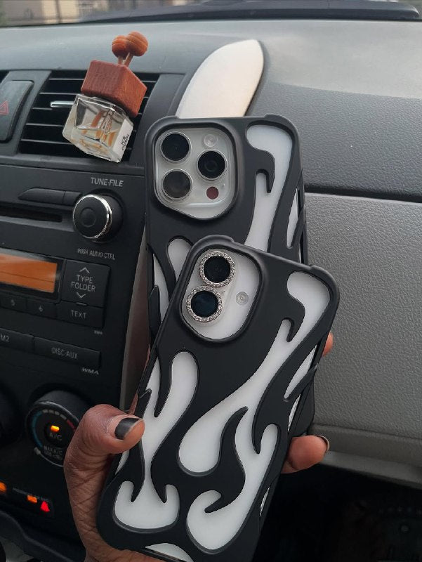 Hollow Flame Cut-Out iPhone Case – Shockproof Stylish Cover