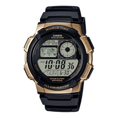 Casio Youth World Time Digital Resin Belt Watch AE-1000W-1A3VDF
