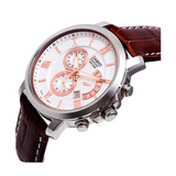 Casio Beside Chronograph Stainless Steel Leather Belt Watch BEM-507L-7AVDF