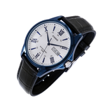 Casio Enticer Day Date Blue Leather Belt Watch MTP-1384BUL-7AVDF