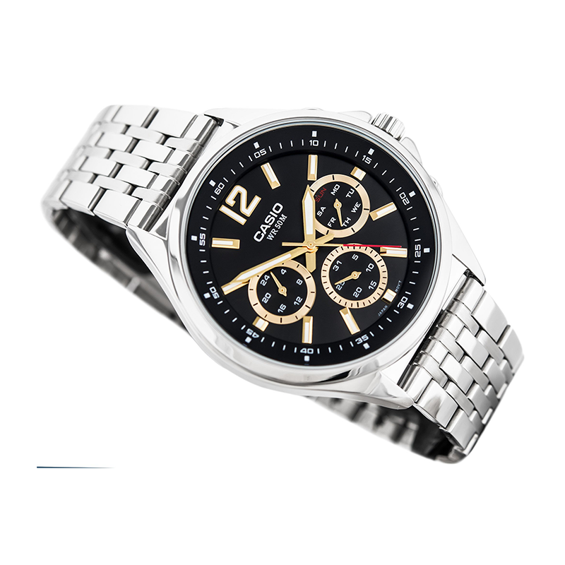 Casio Enticer Multifunction Stainless Steel Silver Chain Watch MTP-E303D-1AVDF