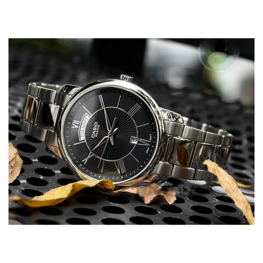 Casio Beside Day Date Stainless Steel Chain Watch BEM-152D-1AVDF