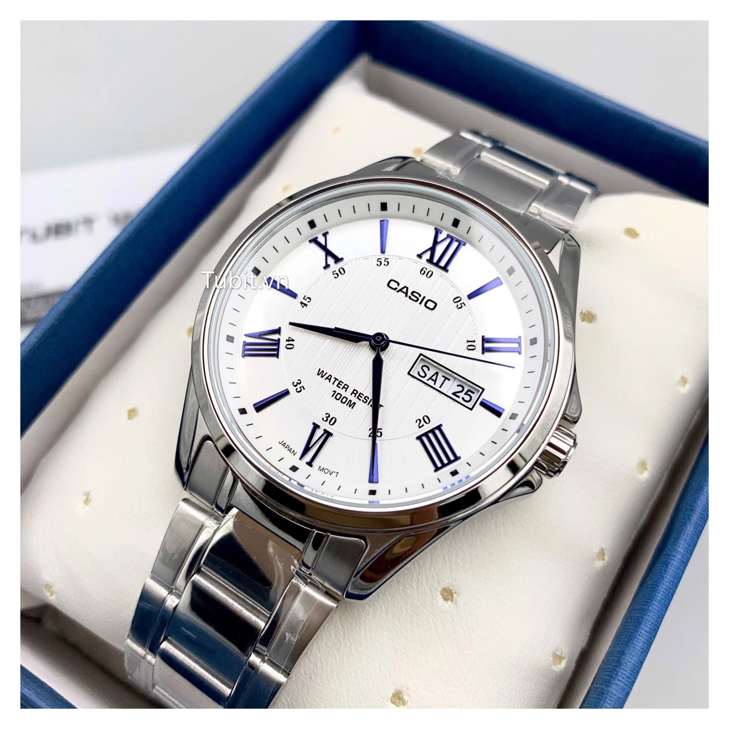 Casio Enticer Day Date Stainless Steel Chain Watch MTP-1384D-7A2VDF