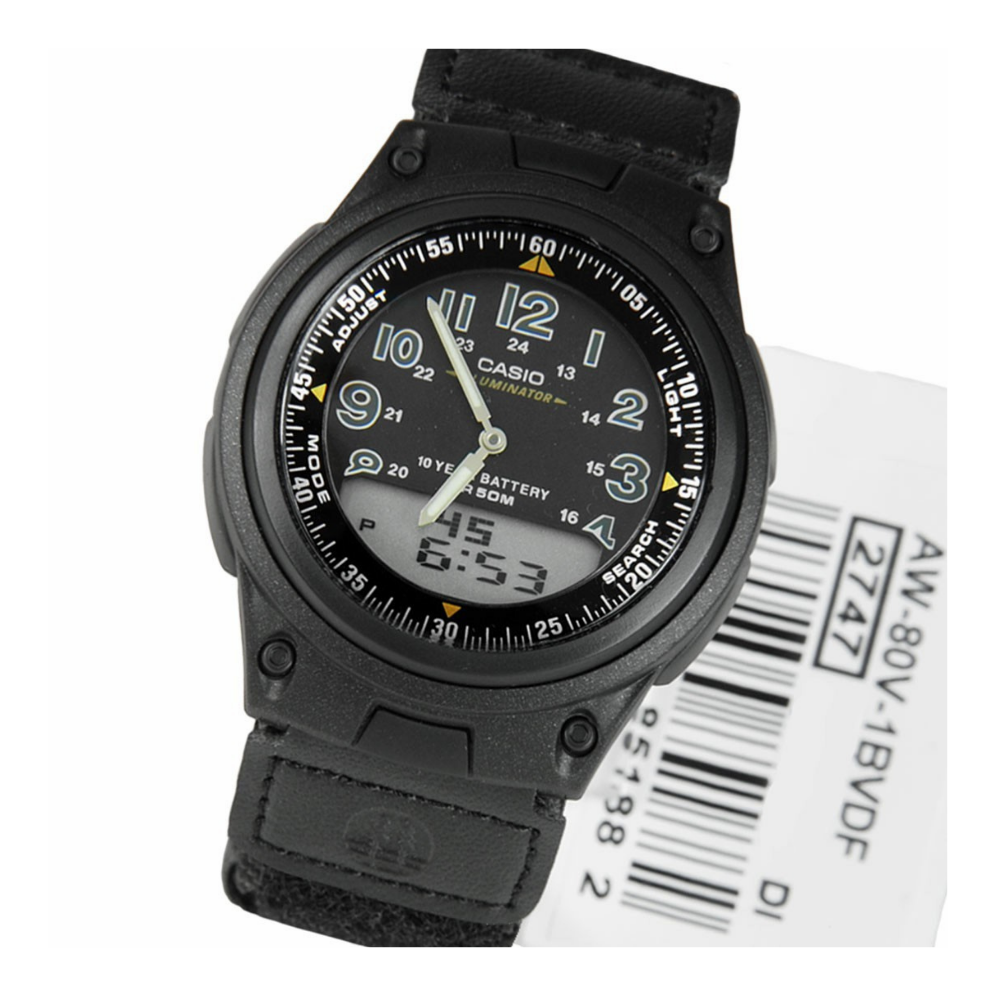 Casio Youth Dual Time Nylon Belt Watch AW-80V-1BVDF