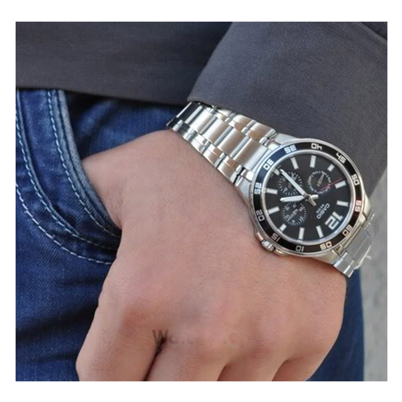 Casio Enticer Multifunction Stainless Steel Chain Watch MTP-1300D-1AVDF