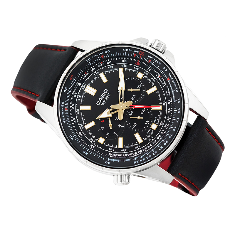 Casio Enticer Sweep Second Leather Belt Watch MTP-SW320L-1AVDF