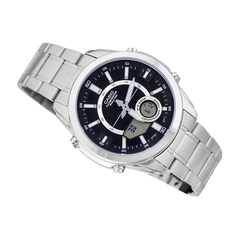 Casio Enticer Dual Time Multifunction Chain Watch AMW-810D-1AVDF