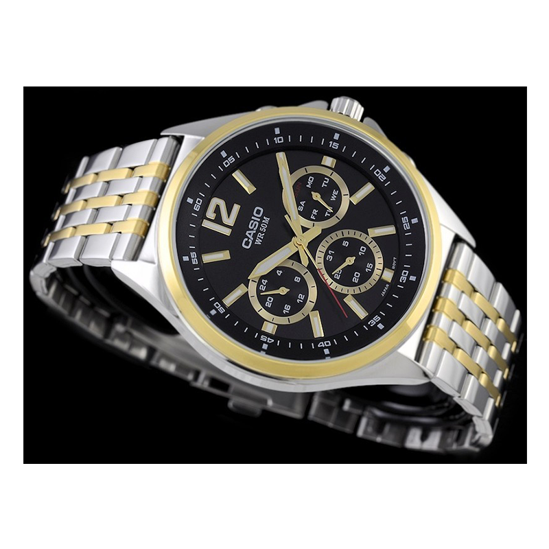 Casio Enticer Multifunction Stainless Steel Two Tone Chain Watch MTP-E303SG-1AVDF