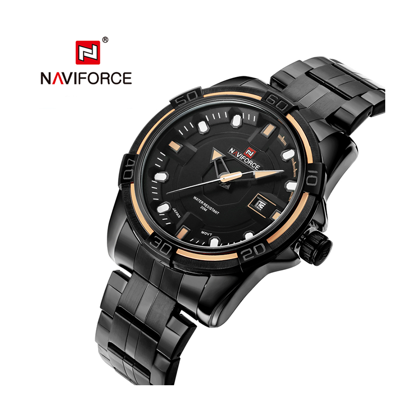 Naviforce Date Black Chain Watch NF9079M