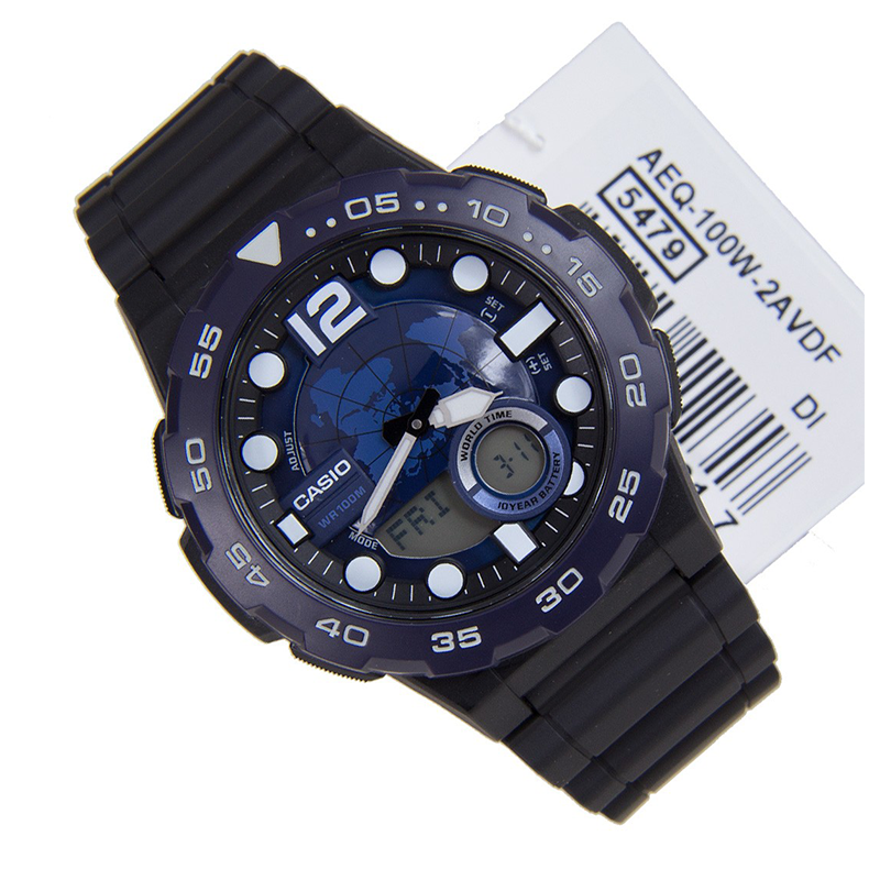 Casio Youth World Time Resin Belt Watch AEQ-100W-2AVDF