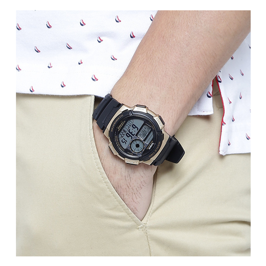 Casio Youth World Time Digital Resin Belt Watch AE-1000W-1A3VDF