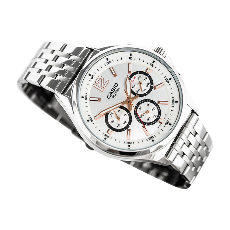 Casio Enticer Multifunction Stainless Steel Silver Chain Watch MTP-E303D-7AVDF