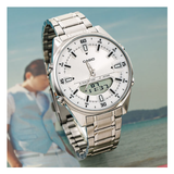 Casio Enticer Dual Time Stainless Steel Chain Watch AMW-830D-7AVDF