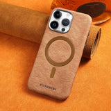 Desert Ruimeibi MagSafe PU Leather Case Anti-Fall Electroplated Bezel